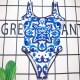 Blue Sexy Letter Backless Swimwears