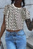 White Street Print Letter O Neck T-Shirts