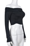 White Casual Solid Patchwork Off the Shoulder Tops