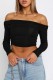 Black Casual Solid Patchwork Off the Shoulder Tops