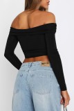 White Casual Solid Patchwork Off the Shoulder Tops