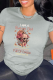 Grey Street Vintage Print Skull Patchwork O Neck T-Shirts