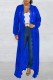 Blue Casual Solid Cardigan Outerwear