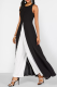 Black Casual Solid Slit Contrast O Neck Regular Jumpsuits