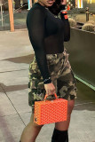 Camouflage Casual Camouflage Print Patchwork Regular High Waist Conventional Full Print Shorts