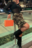 Camouflage Casual Camouflage Print Patchwork Regular High Waist Conventional Full Print Shorts