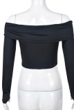 White Casual Solid Patchwork Off the Shoulder Tops