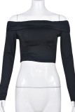White Casual Solid Patchwork Off the Shoulder Tops