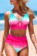 Rose Red Sexy Print Hollowed Out Backless Swimwears (With Paddings)
