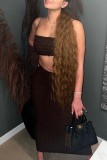 Green Sexy Casual Solid Backless Spaghetti Strap Sleeveless Two Pieces