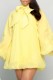 Yellow Casual Solid Patchwork With Bow Turtleneck Long Sleeve Dresses