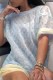 Light Blue Street Print See-through O Neck Printed Dress Dresses