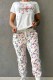 Colour Casual Print Letter O Neck Short Sleeve Two Pieces