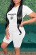 White Street Print Letter O Neck Short Sleeve Two Pieces