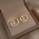 Gold Simplicity Letter Patchwork Rhinestone Earrings