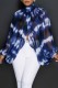 Blue Casual Print Patchwork Slit Half A Turtleneck Tops