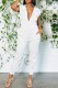 White Casual Solid Patchwork Zipper Collar Regular Jumpsuits