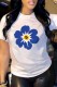 White Casual Print Basic O Neck T-Shirts