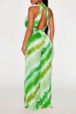 Red Sexy Casual Print Backless Regular Jumpsuits