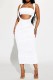 White Sexy Solid Backless Spaghetti Strap Sleeveless Two Pieces