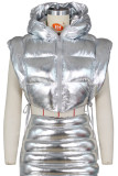 Black Casual Solid Bandage Patchwork Zipper Hooded Collar Outerwear