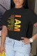 Black Casual Letter Print Basic O Neck T-Shirts