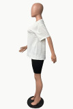 Red Casual Letter Print Basic O Neck Short Sleeve Two Pieces