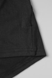 Green Sportswear Letter Patchwork Backless Fold V Neck Skinny Rompers