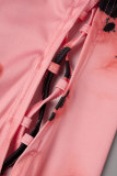 Watermelon Red Casual Print Tie Dye Frenulum O Neck Sleeveless Dress Dresses