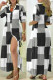 Black White Casual Print Slit Turndown Collar Shirt Dress Dresses