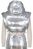Black Casual Solid Bandage Patchwork Zipper Hooded Collar Outerwear