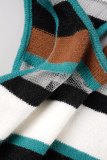 Colour Casual Striped Patchwork U Neck Sleeveless Two Pieces