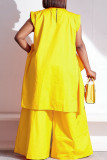 Red Casual Solid Patchwork O Neck Sleeveless Two Pieces