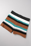 Colour Casual Striped Patchwork U Neck Sleeveless Two Pieces