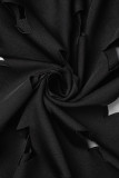 Black Sexy Solid Tassel Hollowed Out See-through U Neck Vest Dress Dresses