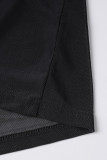 Black Sexy Solid Bandage Hollowed Out See-through Backless Halter Sleeveless Two Pieces