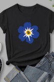 White Casual Print Basic O Neck T-Shirts