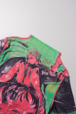 Green Casual Print Basic O Neck T-Shirts