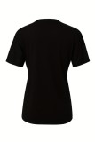 White Casual Print Basic O Neck T-Shirts