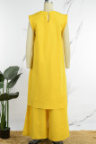 Red Casual Solid Patchwork O Neck Sleeveless Two Pieces