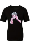 White Casual Print Basic O Neck T-Shirts