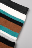 Colour Casual Striped Patchwork U Neck Sleeveless Two Pieces