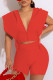 Red Casual Solid Bandage Patchwork Zipper Zipper Collar Sleeveless Two Pieces