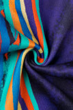 Multicolor Sexy Print Patchwork Frenulum Backless Halter Regular Rompers