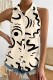 Beige Casual Print Patchwork Shirt Collar Tops