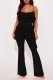 Black Sexy Casual Solid Patchwork Backless Spaghetti Strap Sleeveless Two Pieces