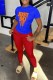 Red Casual Print Letter O Neck Short Sleeve Two Pieces