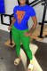 Green Casual Print Letter O Neck Short Sleeve Two Pieces