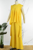 Red Casual Solid Patchwork O Neck Sleeveless Two Pieces