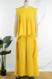 Red Casual Solid Patchwork O Neck Sleeveless Two Pieces